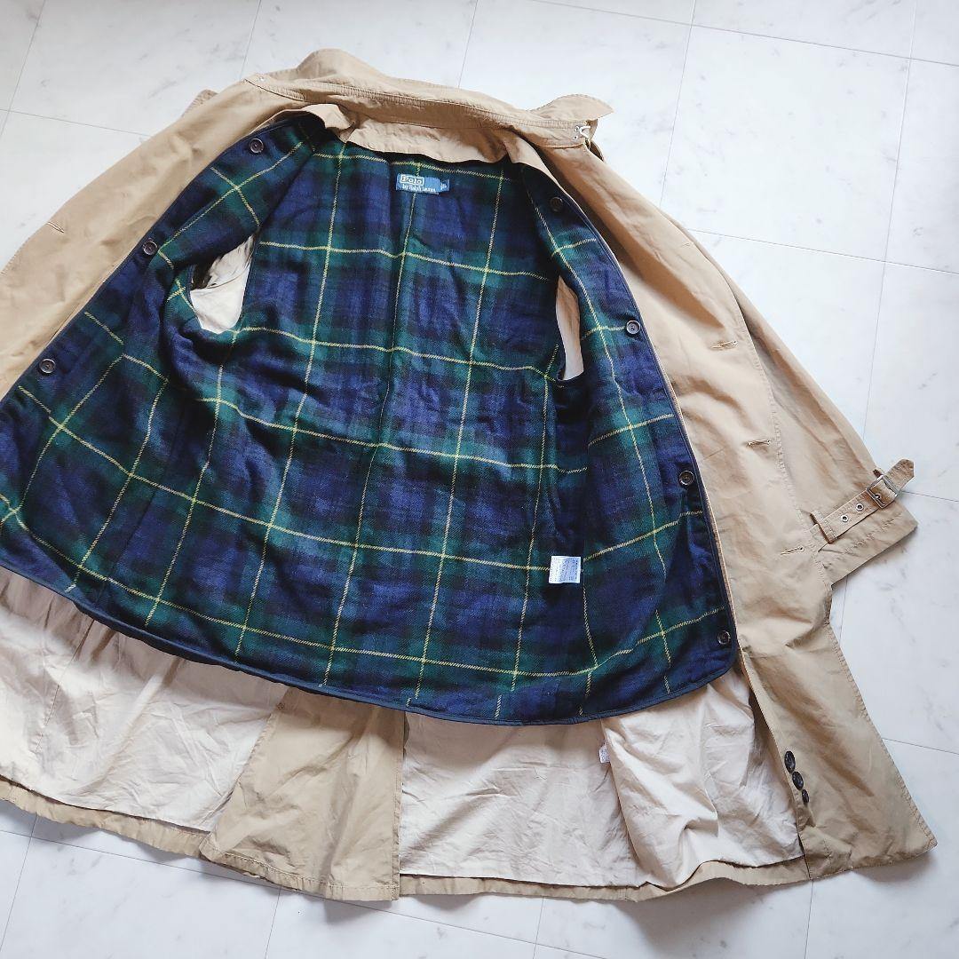美品 ラルフローレン チェック中綿ライナー付 トレンチコート ベージュＬ