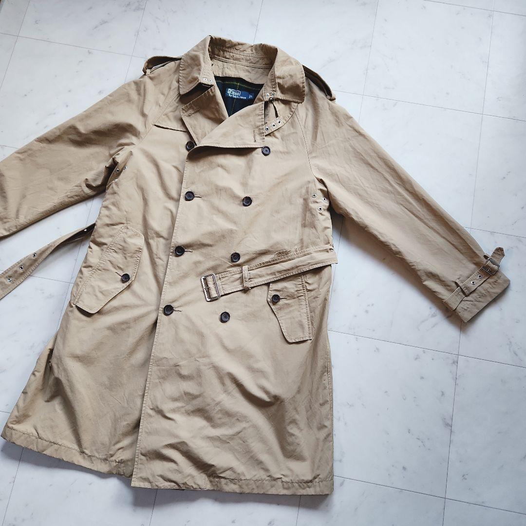 美品 ラルフローレン チェック中綿ライナー付 トレンチコート ベージュＬ