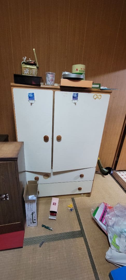 即購入OK ホワイト 木製 チェスト 2ドア 2引き出し