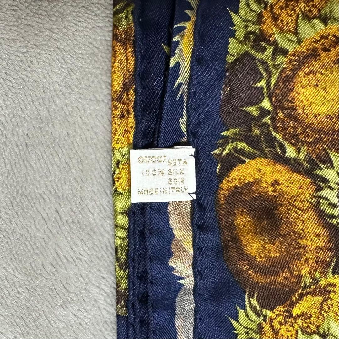 ■GUCCI　■スカーフ　■花　■ネイビー　■ひまわり　■ヴィンテージ