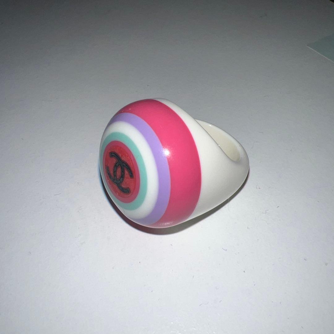 CHANELカラフルストライプリング 指輪 ココマーク お値下げ中！