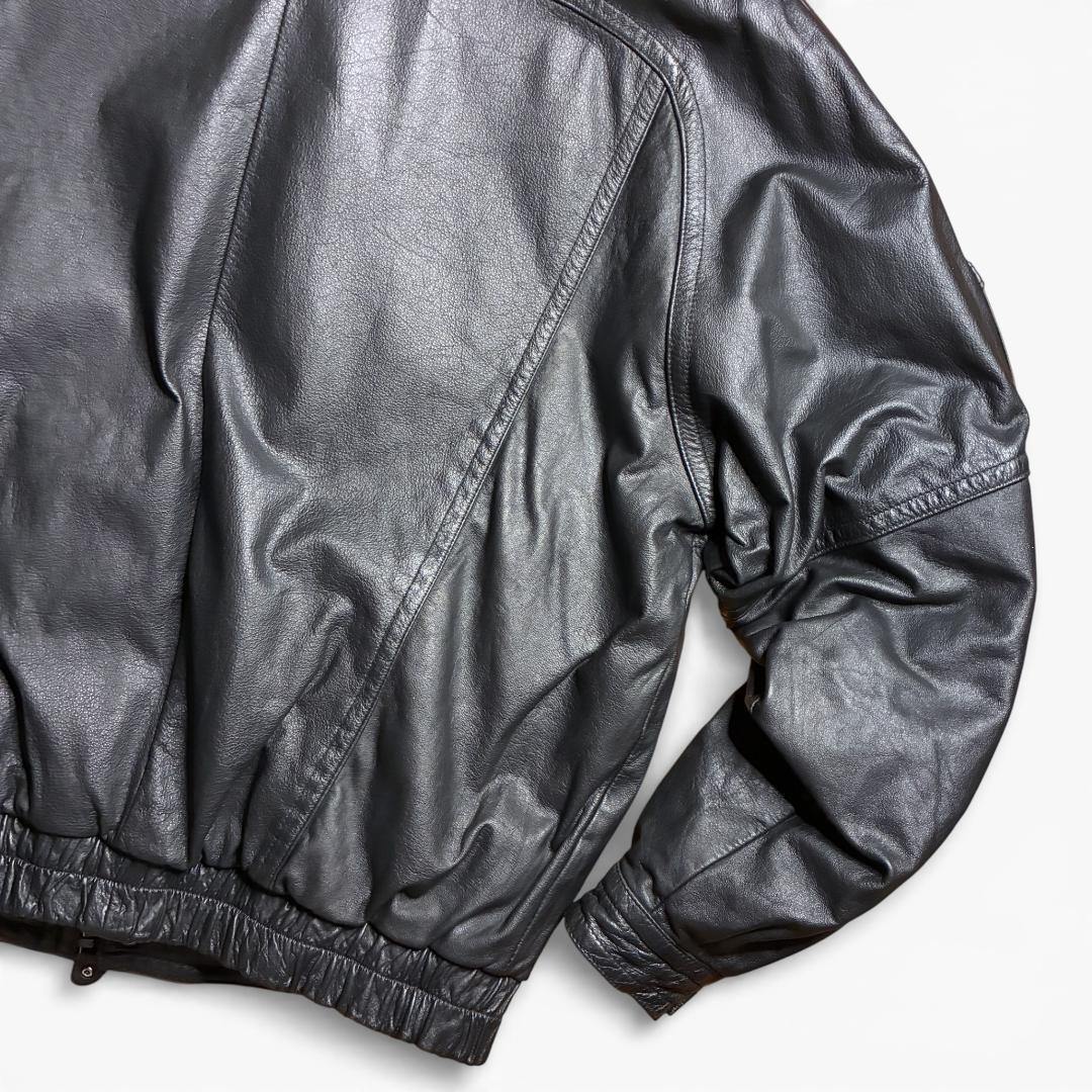 90s レザージャケット 短丈 本革 ブラック L 古着 Y2K 革ジャン 美品