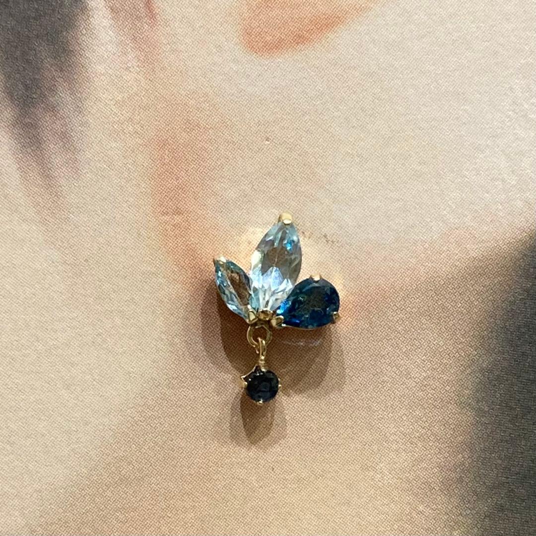 【新品未使用】k10 天然ロンドンブルートパーズ　サファイア　ピアス