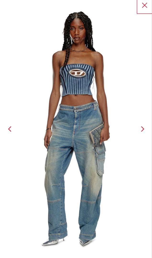 DIESEL XSチューブトップ ベアトップ インディゴニット