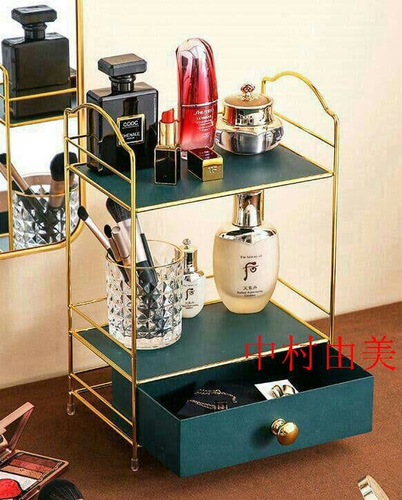 yトイレ化粧品収納ケース鉄芸デスクトップ多層スキンケア香水化粧台引き出し式棚
