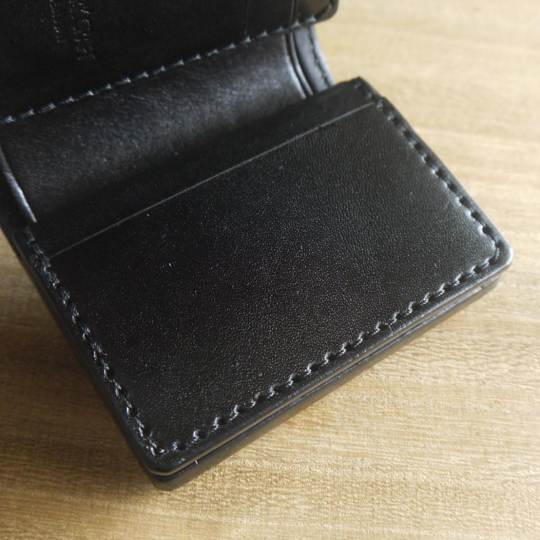 UKブライドルレザー　セドウィック社　コンパクトウォレット　三つ折り　こげ茶/黒