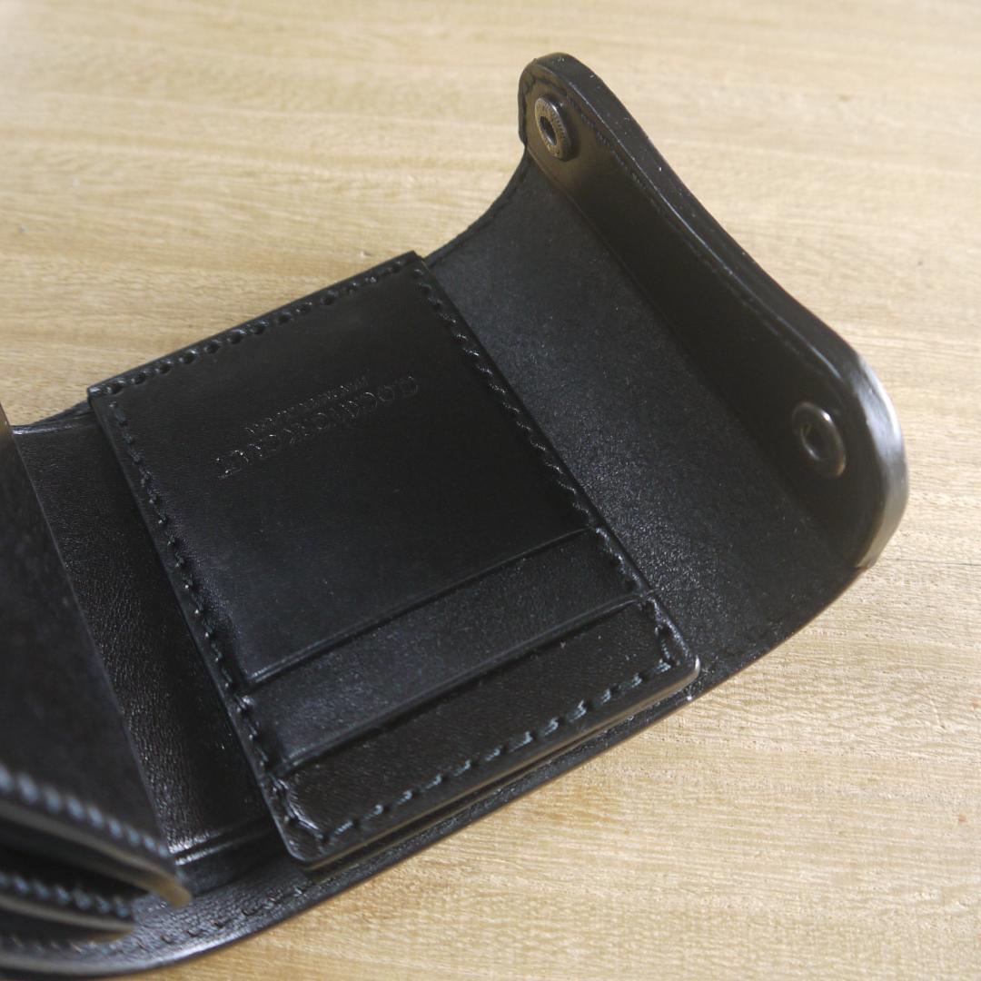 UKブライドルレザー　セドウィック社　コンパクトウォレット　三つ折り　こげ茶/黒