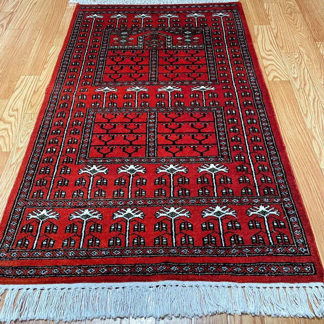 バルーチ産 本物 ペルシャ絨毯 手織り 玄関マット トライバルラグ