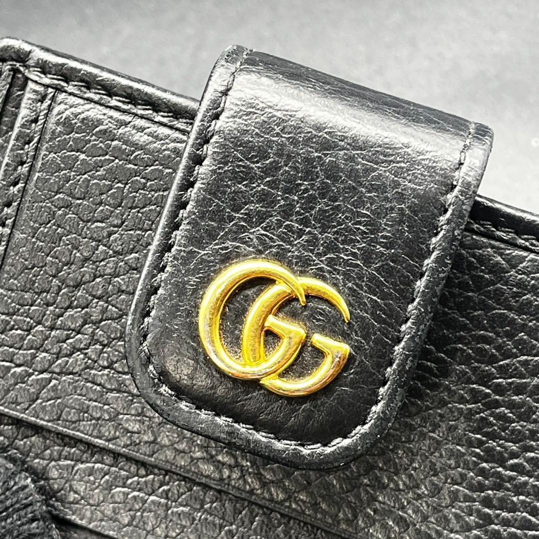美品✨グッチ 折り財布 コンパクトウォレット マーモント 黒 本革 523193