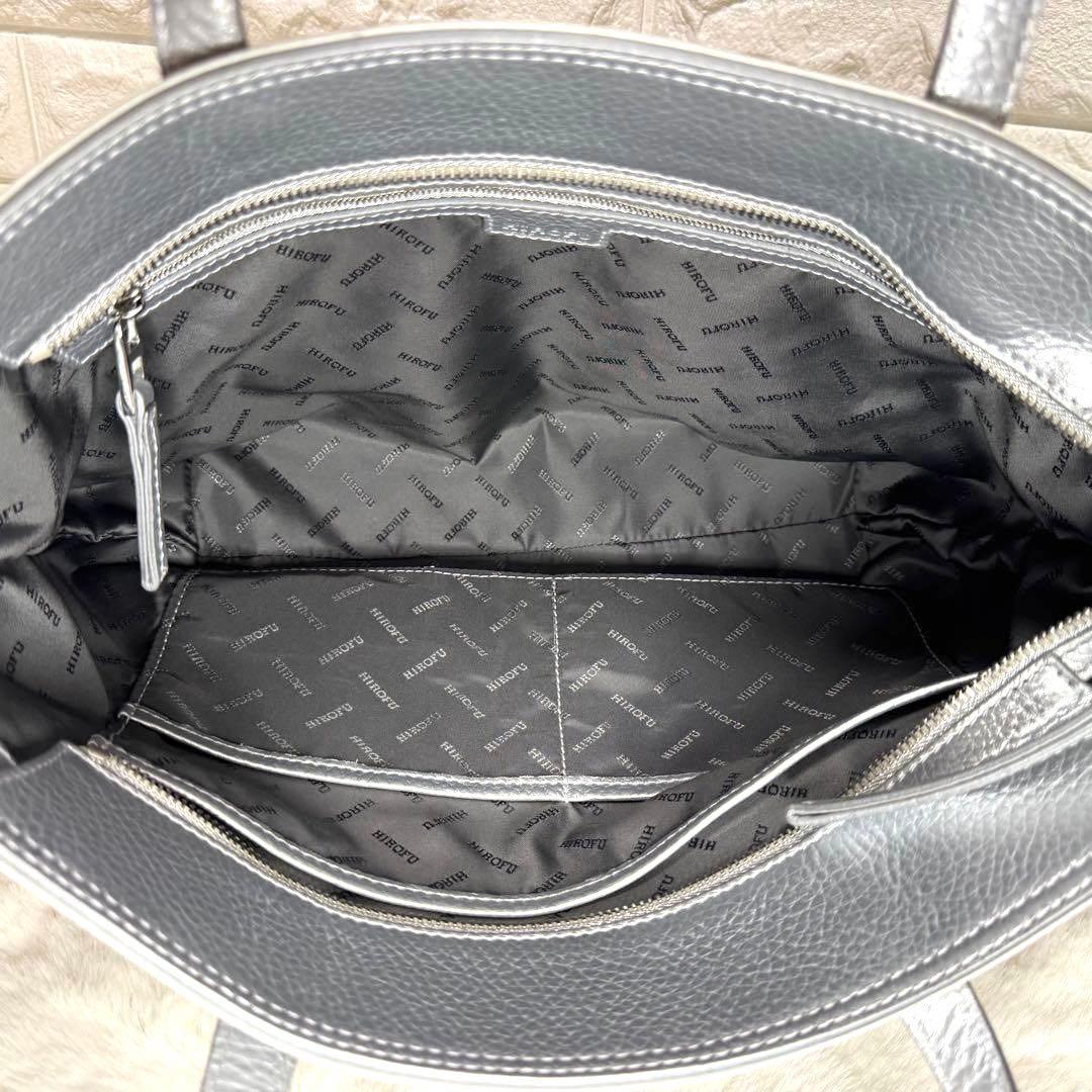 極美品 ヒロフ HIROFU トートバッグ リベロ Lサイズ シルバーグレー