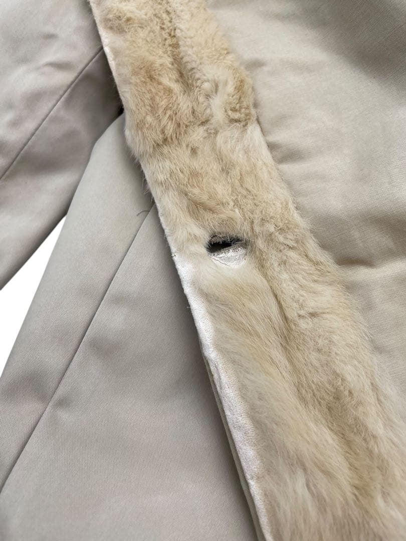 【FENDI】フェンディ　 毛皮　ナイロン　 ステンカラーコート ベージュ　40