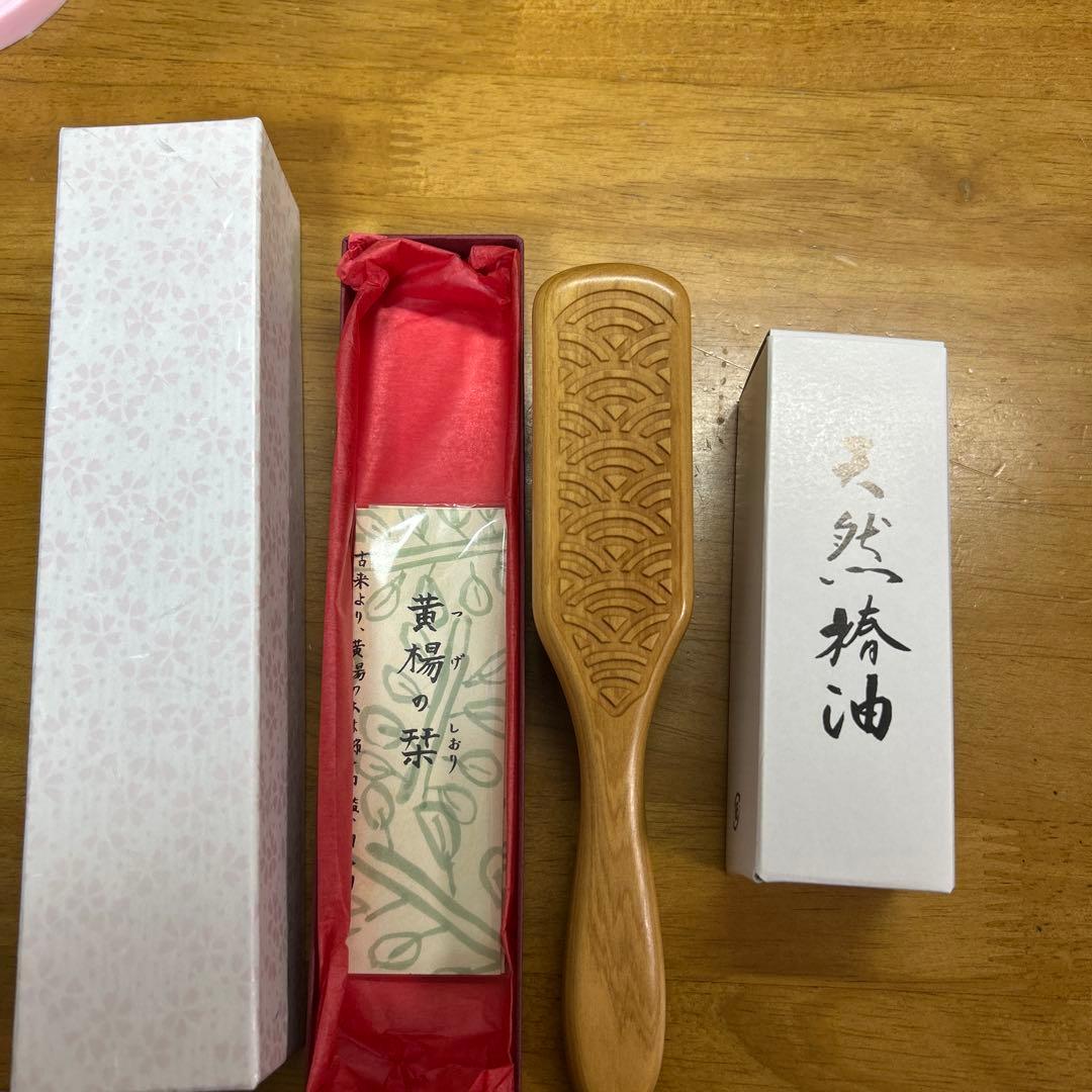 別府つげ工芸　つげブラシ　5列　椿油付き　新品　頭皮ケア　つげ櫛