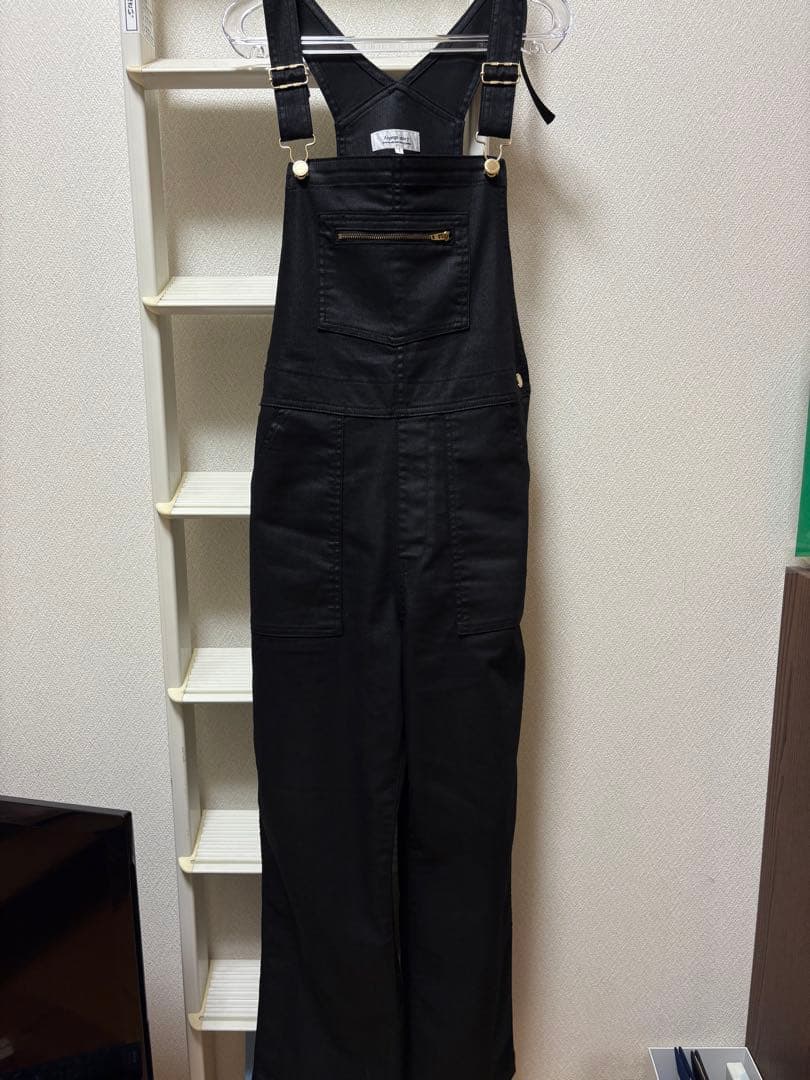 Arpege story アルページュストーリーレザーライクデニムオーバーオール