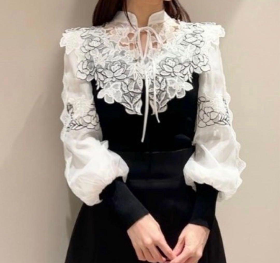 SNIDEL レースカラープルオーバー ブラック