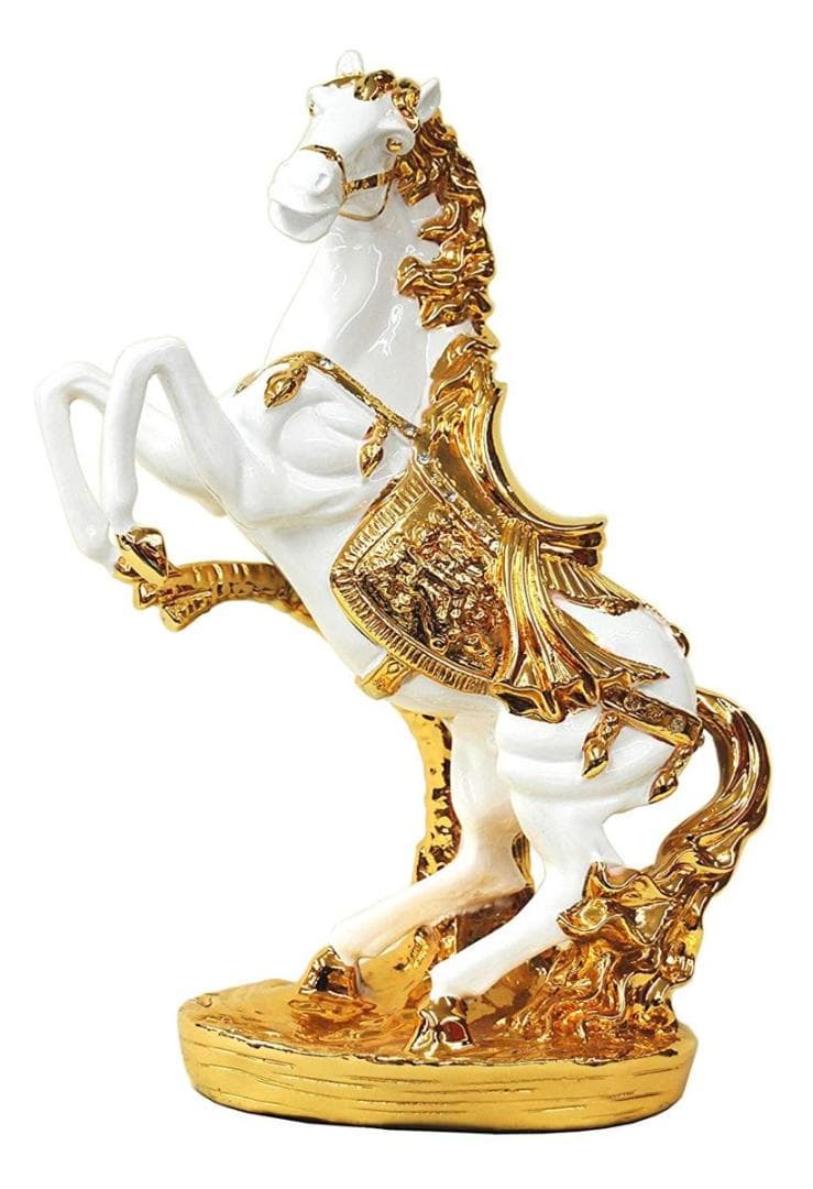 立ち馬 跳ね馬 オブジェ M 開運 縁起物 風水 プレゼント WH/GD