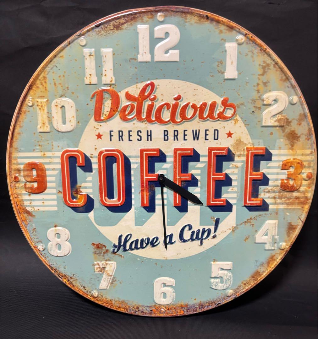 ヴィンテージ レトロ 掛け時計 39.5cm 訳あり インテリア COFFEE