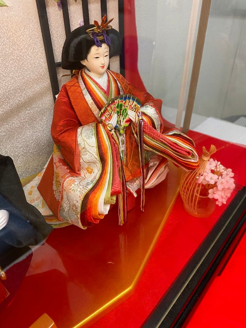 東京久月　雛人形　立親王ガラスケース飾り・間口約４８×奥行約３３×高さ約４３㎝