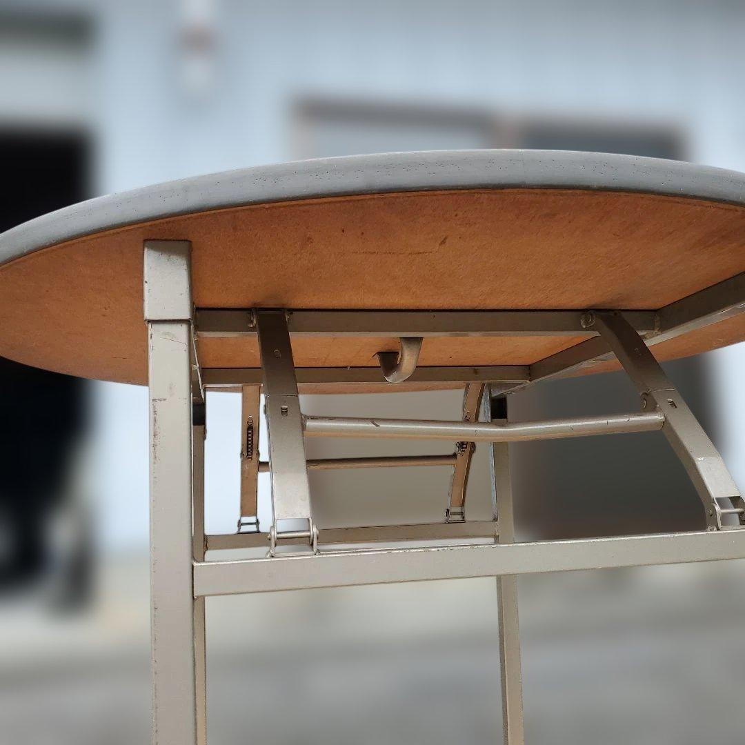 円形折りたたみテーブル ブラウン