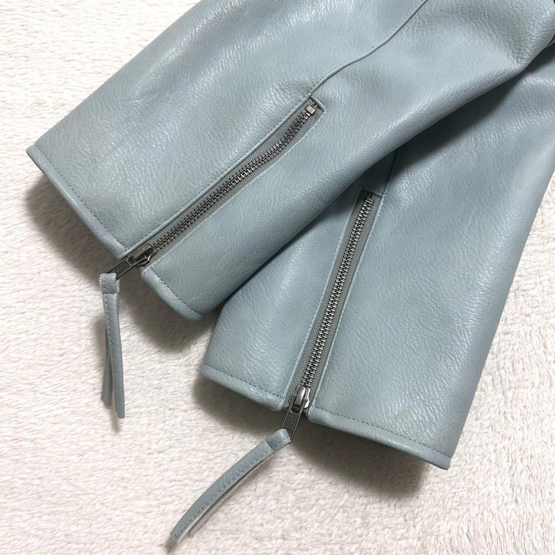 CAMPHOR WOOD ジップ レザー ジャケット M ブルー系