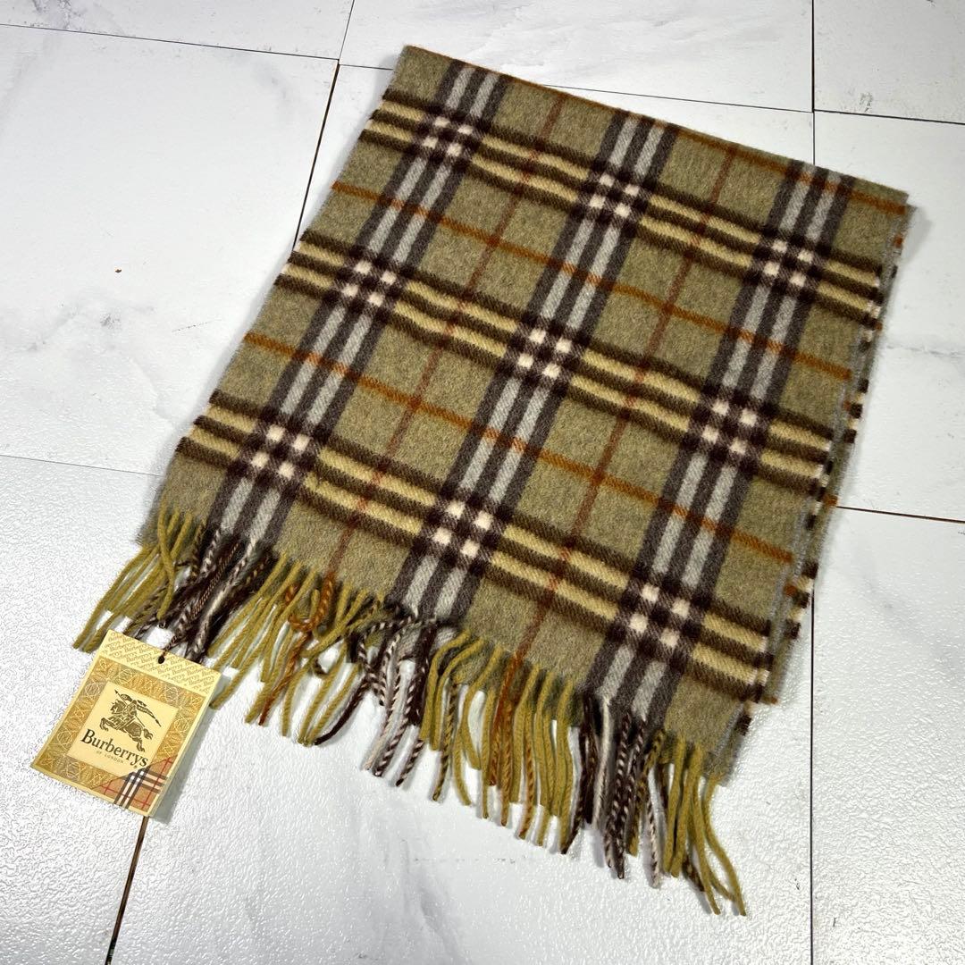 未使用級 タグ付き BURBERRY カシミヤ100 マフラー ノバチェック