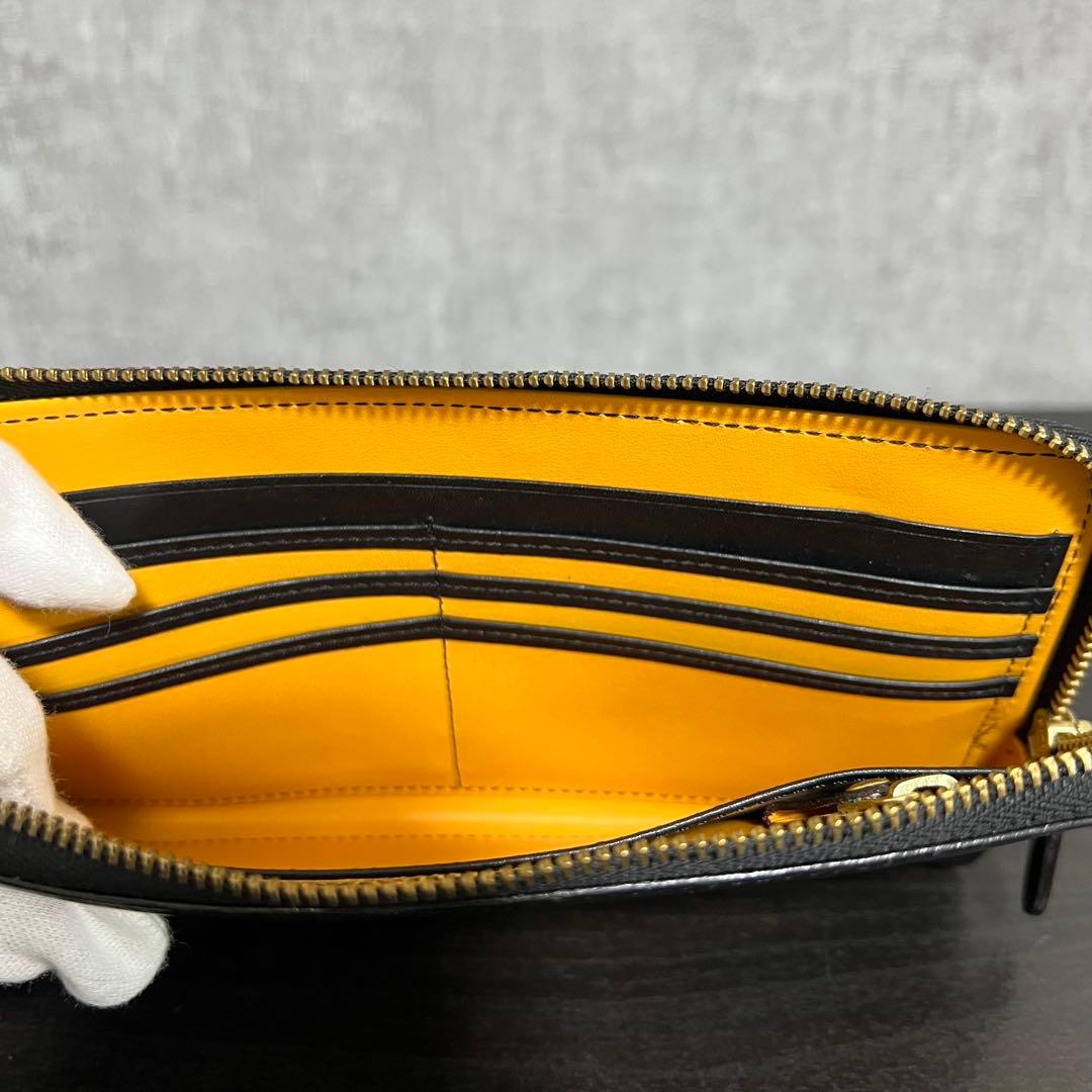 GANZO ミネルバナチュラル ブラックレザー ラウンドジップ 長財布