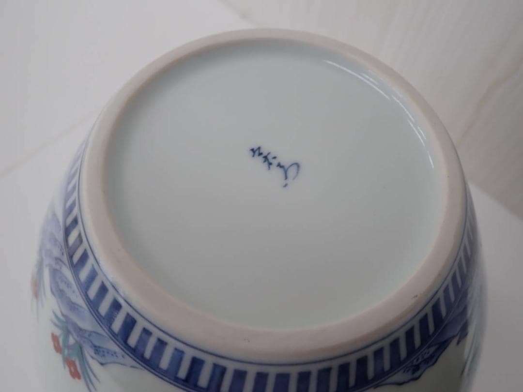 人間国宝　13代 今泉今右衛門 作　色鍋島岩菊絵花瓶 壺 花器　共箱 木箱入りa