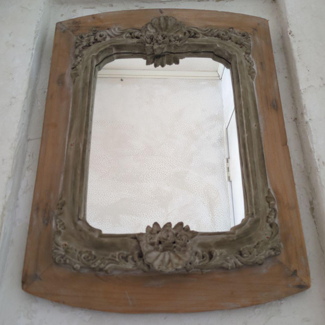 アンティーク調 ウォールミラー 木製