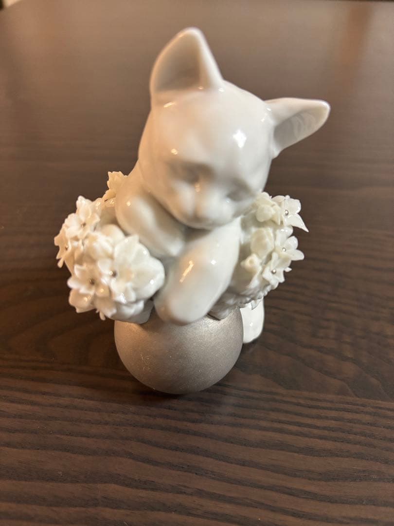 Lladro 猫と花の置物