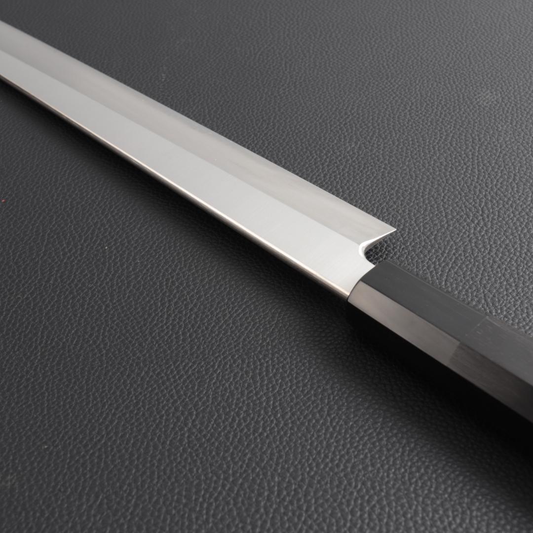 10831 先丸柳刃包丁 尺三 鏡面仕上げ 刺身包丁 和包丁 黒檀黒水牛角八角柄
