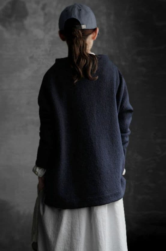 1754Joie de Vivre イタリアウールジャージボトルネックプルオーバ