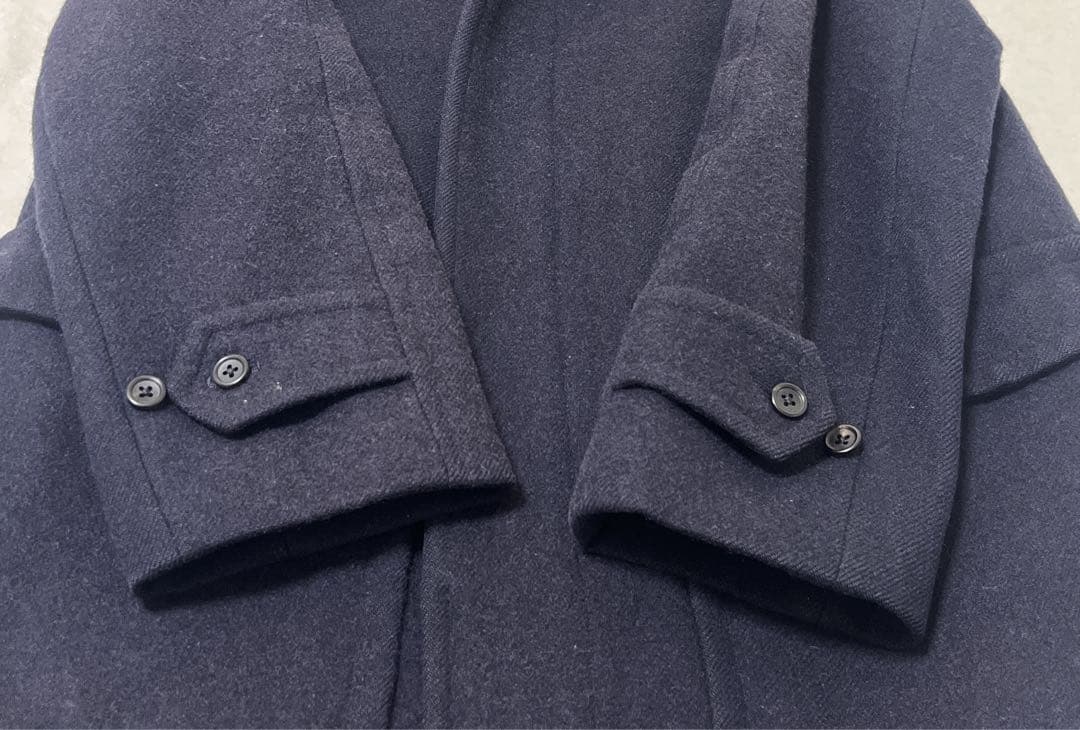 マーガレットハウエル ステンカラーコート ウール ネイビー