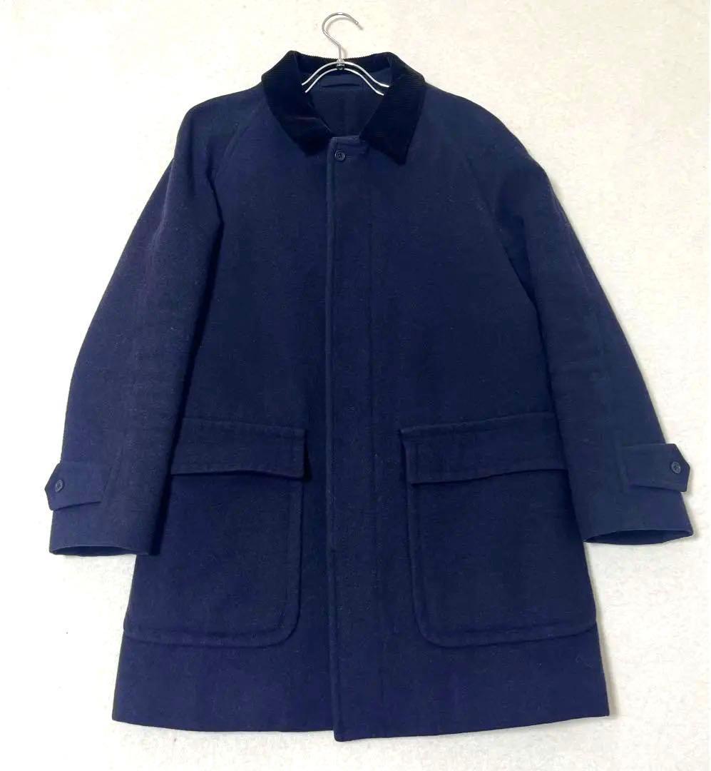 マーガレットハウエル ステンカラーコート ウール ネイビー