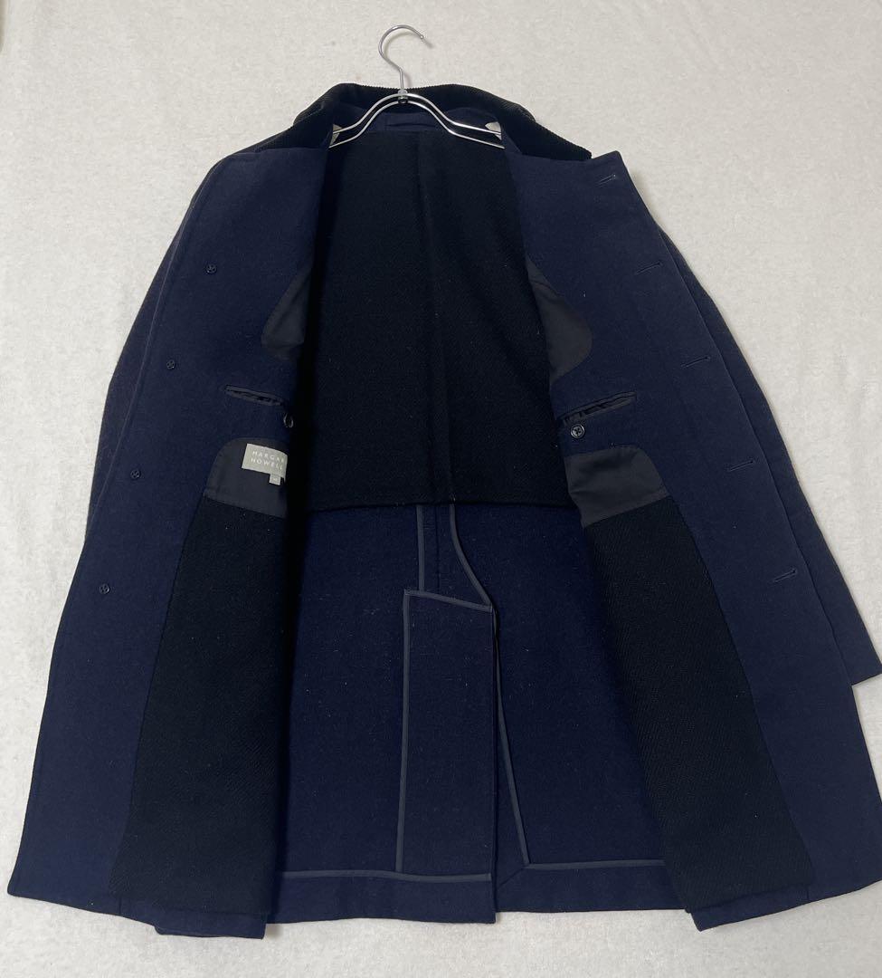 マーガレットハウエル ステンカラーコート ウール ネイビー