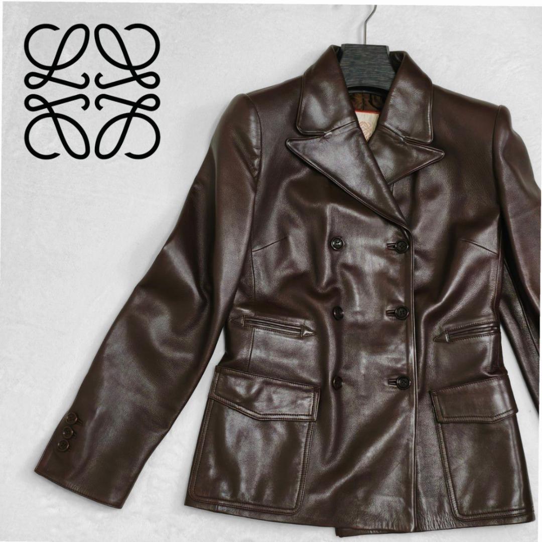 LOEWE ロエベ レザージャケット ブラウン M