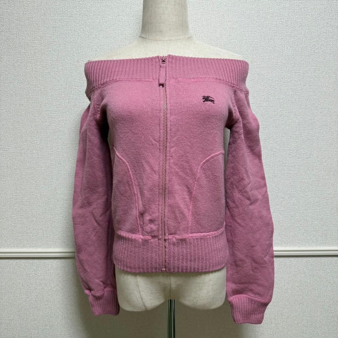 BURBERRY LONDON ピンク　ウールニット38 М フロントジッパー