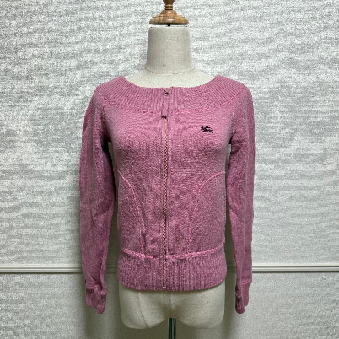 BURBERRY LONDON ピンク　ウールニット38 М フロントジッパー