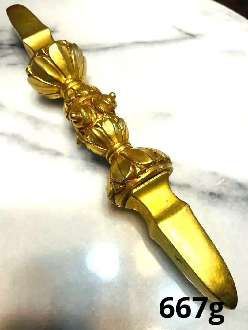 新品 24金張り 独鈷杵 プルパ 金剛杵 仏教 特大サイズ　約23センチ　87