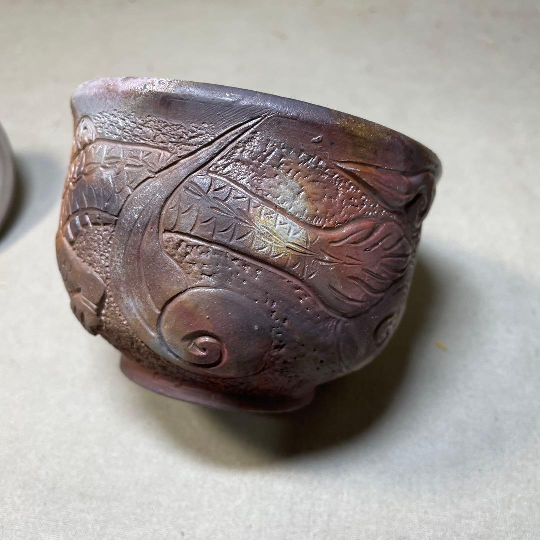 備前焼　明光窯 備前雲龍宝瓶　巻龍 在銘 煎茶器 急須 煎茶道具