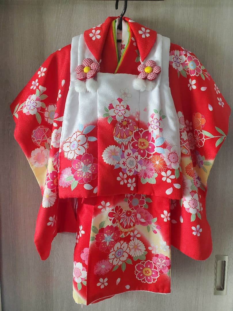 七五三 ３歳 女の子 被布 セット 着物 簡単着付け