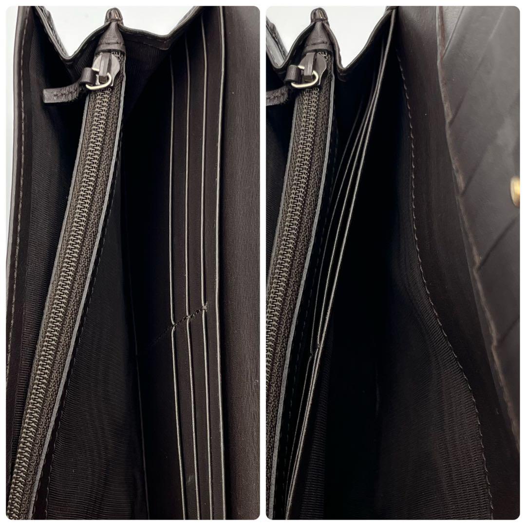 ✨極美品✨　GUCCI 長財布　マイクロシマ　GG レザー　ブラウン　二つ折り