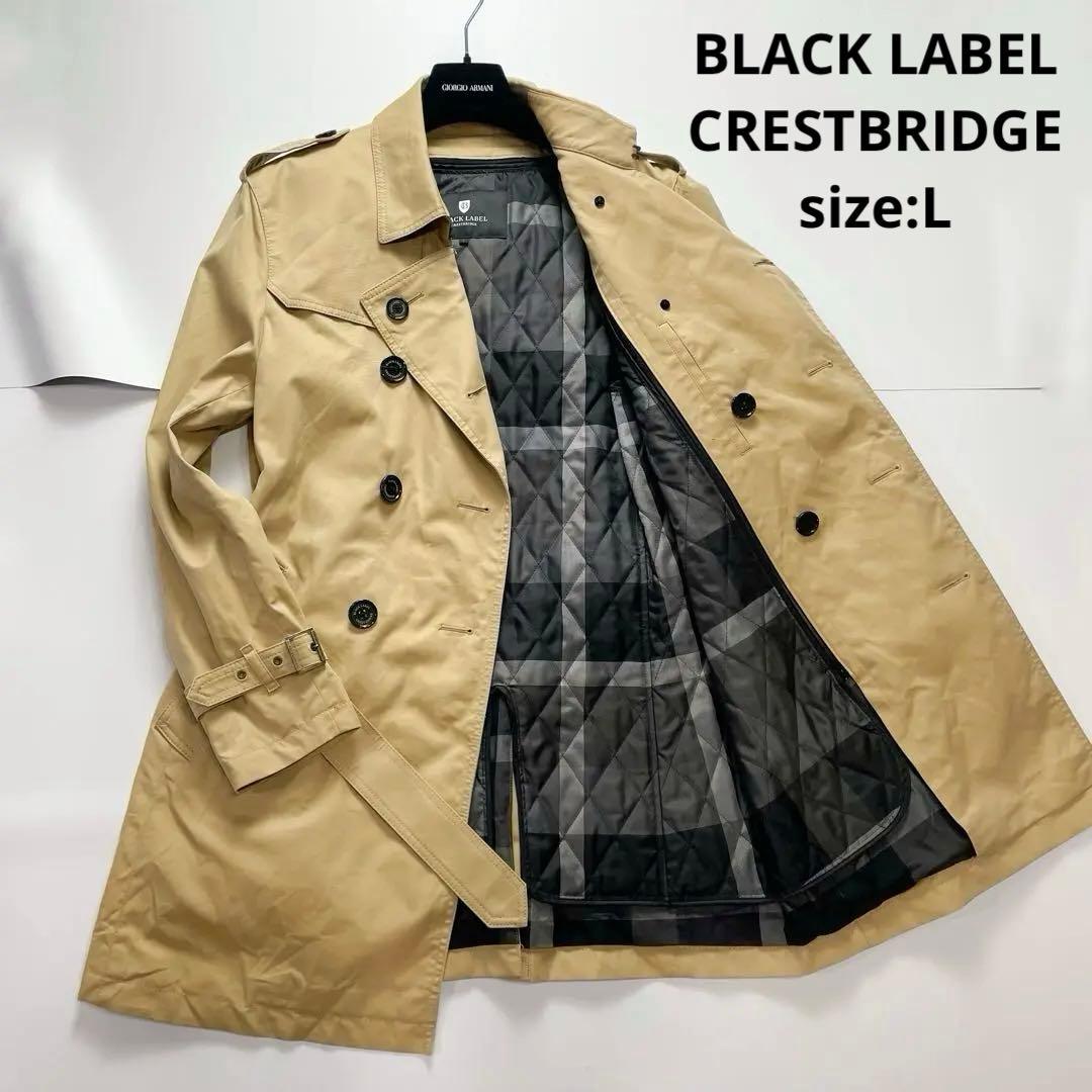希少Lサイズ✨良品✨ブラックレーベル トレンチコート ライナーベルト付 チェック
