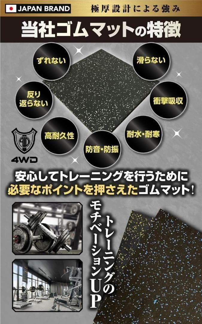 【何ぞや】4WD ジムマット 4枚セットx3set イエローチップ