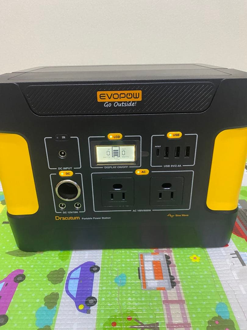 Evopow ポータブル電源 515Wh 600Wリン酸鉄LEDライト付き