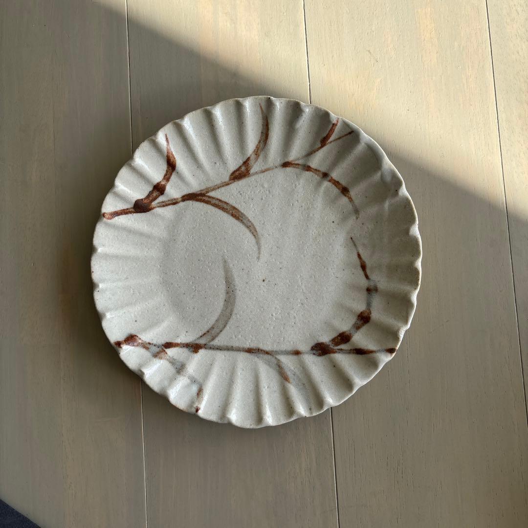 加藤直彦　志野菊型手造り和皿揃え　陽明庵