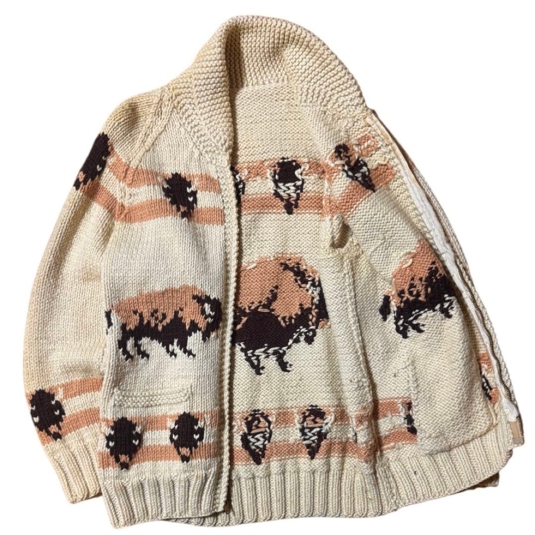 ビンテージ 70s バッファロー カウチンセーター TALONジッパー 古着