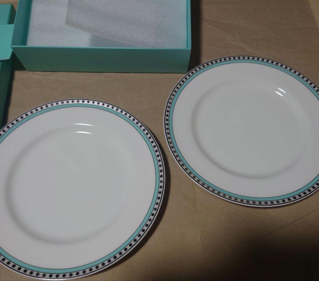 TIFFANY プラチナブルーバンド デザートプレート 2枚