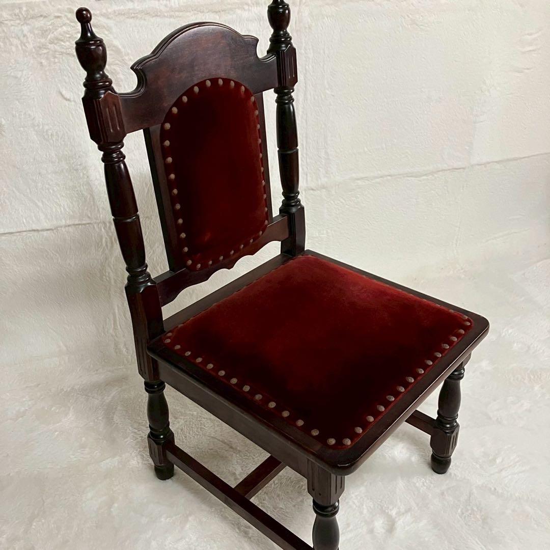 アンティークチェア ベルベット 赤 椅子 ヴィンテージ 木製 家具