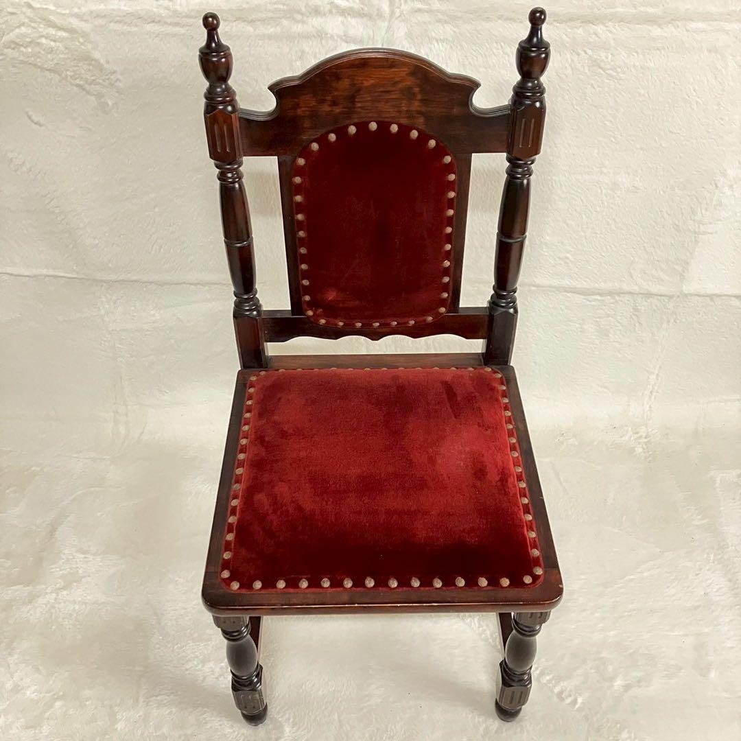 アンティークチェア ベルベット 赤 椅子 ヴィンテージ 木製 家具