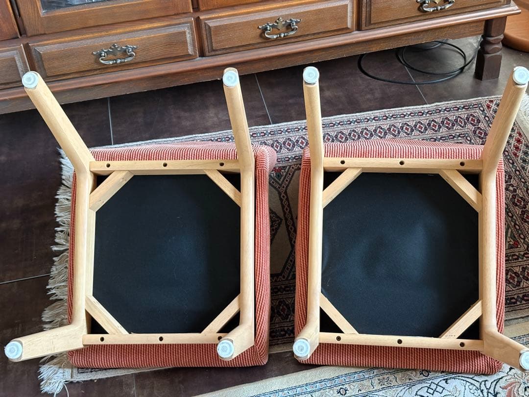 昭和レトロ　ビンテージ　レッド　ファブリック　レトロチェア　4脚セット　nZ