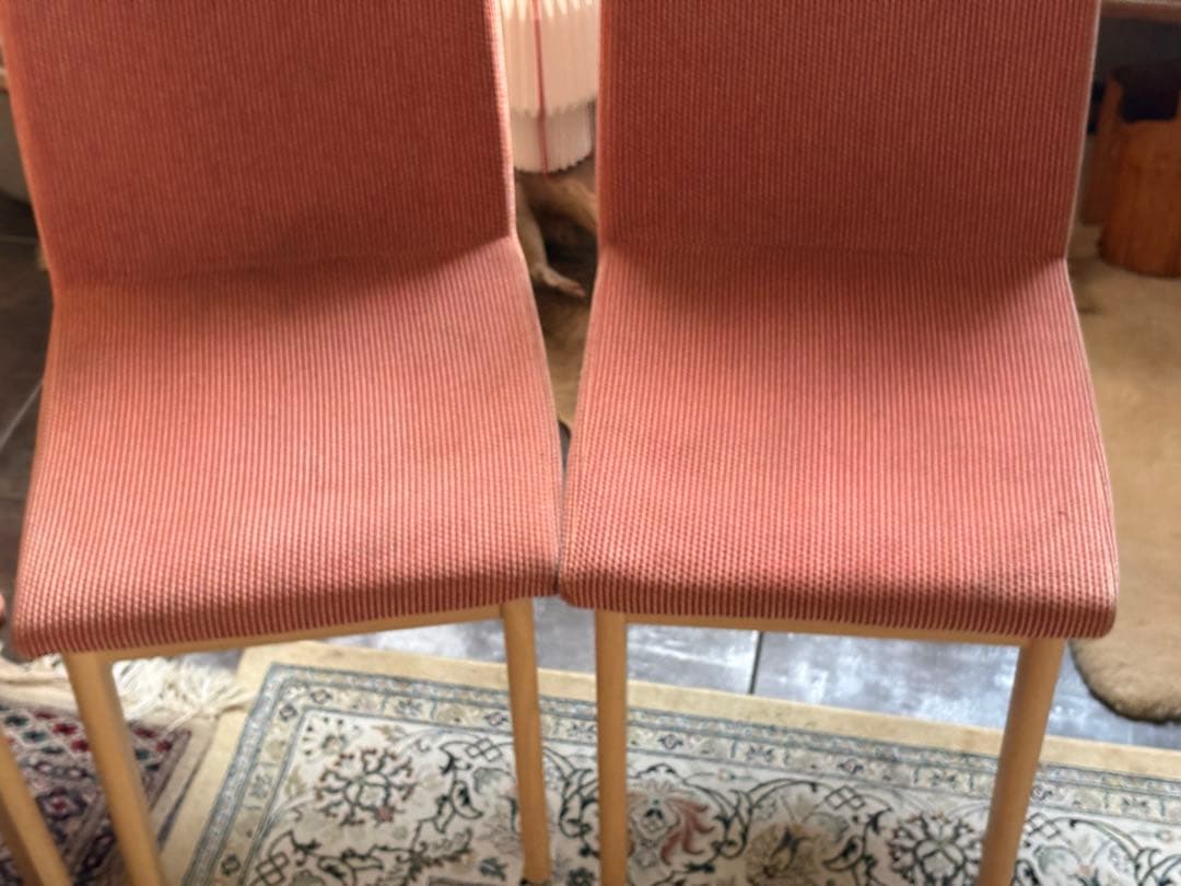 昭和レトロ　ビンテージ　レッド　ファブリック　レトロチェア　4脚セット　nZ